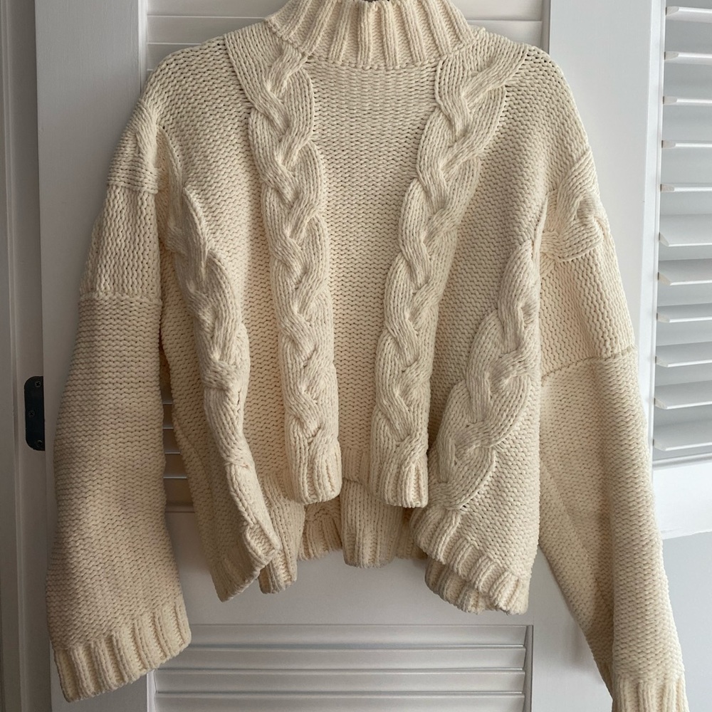Cozy mock neck cream sweater